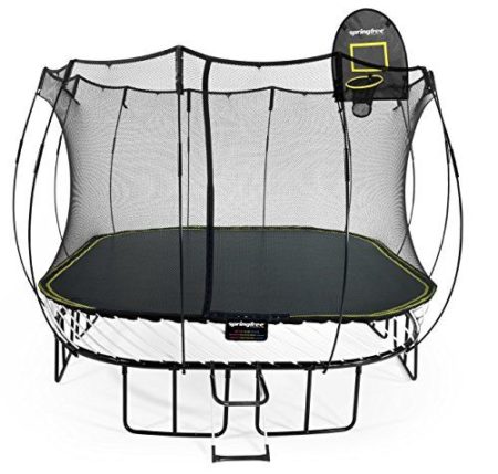 Springfree Trampoline Large Square with Basketball Hoop & Ladder, 11’